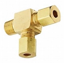BRASS COMPRESSION FITTING x RUN TEE - Imperial tube x BSPT male thread