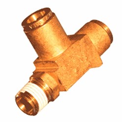 BRASS PUSH-IN TUBE RUN TEE x DOT - Imperial to SAE J844 x NPT male thread swivel