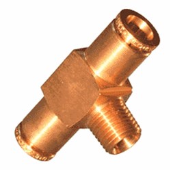 BRASS PUSH-IN TUBE BRANCH TEE x DOT - Imperial to SAE J844 x NPT male thread swivel