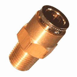 BRASS PUSH-IN TUBE CONNECTOR x DOT - Metric to SAE J844 x Metric Male thread