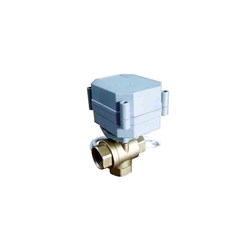 BRASS BALL VALVE x 3 WAY L Port, Electric Actuated - 240 VAC