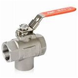 BRASS BALL VALVE - 3 WAY L PORT rear entry, ISO Pad x BSP Female 