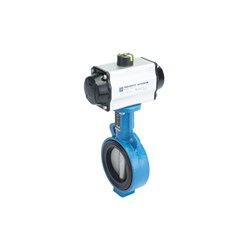 CAST IRON BUTTERFLY VALVE - WAFER x Pneumatic Actuated - Double Acting