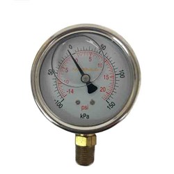 SS COMPOUND GAUGE - 100 mm, Bottom Entry x BSP 3/8 Calibrated: Kpa & PSI