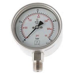 SS PRESSURE GAUGE - 63 mm, Bottom Entry x 1/4 NPT Calibrated: Kpa & PSI