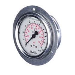 SS PRESSURE GAUGE - 63 mm, Panel Mounting x 1/4 BSP R/E Calibrated: BAR & PSI