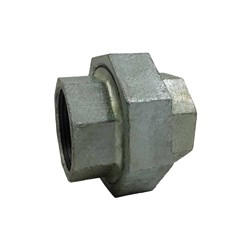 GALVANISED IRON PIPE FITTING - BARREL UNION x BSP Female, Seat: Metal to Brass