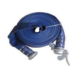 BLUE LAYFLAT HOSE - BAUER galvanised steel Male & Female, Pre-form clamps
