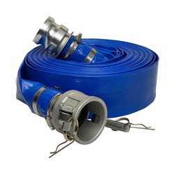 BLUE LAYFLAT HOSE - Aluminium Camlock Parts C & E with W1 Super clamps
