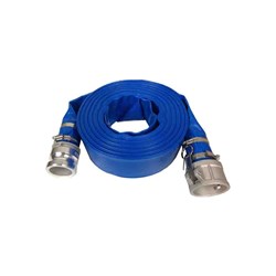 BLUE LAYFLAT HOSE - Aluminium Camlock parts C & E, Worm Drive clamps