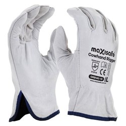 MAXISAFE- NATURAL FULL-GRAIN LEATHER RIGGER GLOVES 2X - LARGE