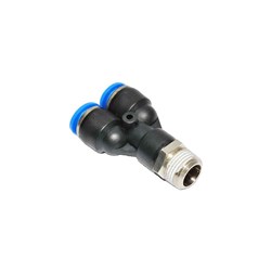 NYLON & BRASS PUSH-IN TUBE Y CONNECTOR - Metric x BSPT male thread