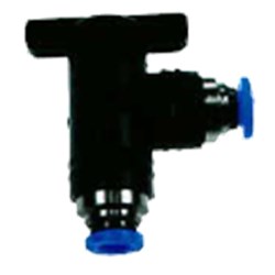 NYLON PUSH-IN TUBE 90 ELBOW BALL VALVE - Metric tube x BSPT male thread