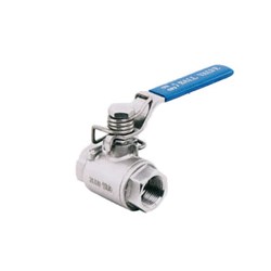 STAINLESS STEEL 316 BALL VALVE x 2 Piece, Deadman handle, BSP Female, PTFE