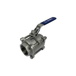 STAINLESS STEEL 316 BALL VALVE x 3 piece, Lockable handle, BSP Female, PFTE