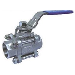 STAINLESS STEEL 316 BALL VALVE x 3 piece, Lockable handle, Socket Weld, PFTE