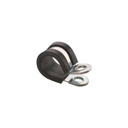 PLATED STEEL PIPE CLIP - 15 mm Band x  6 mm Mtg, EPDM rubber